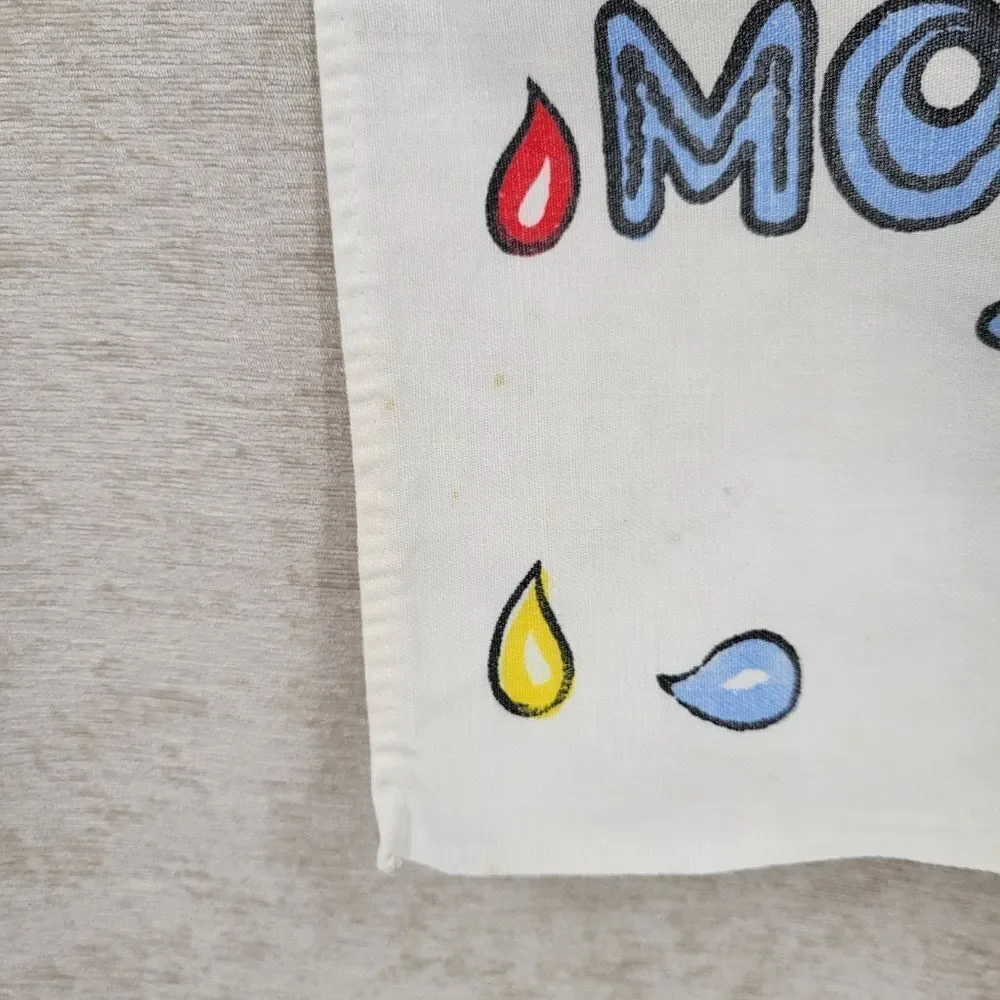 Mom's and Pop's Vintage Crying Towel with Colorful Cartoon Designs